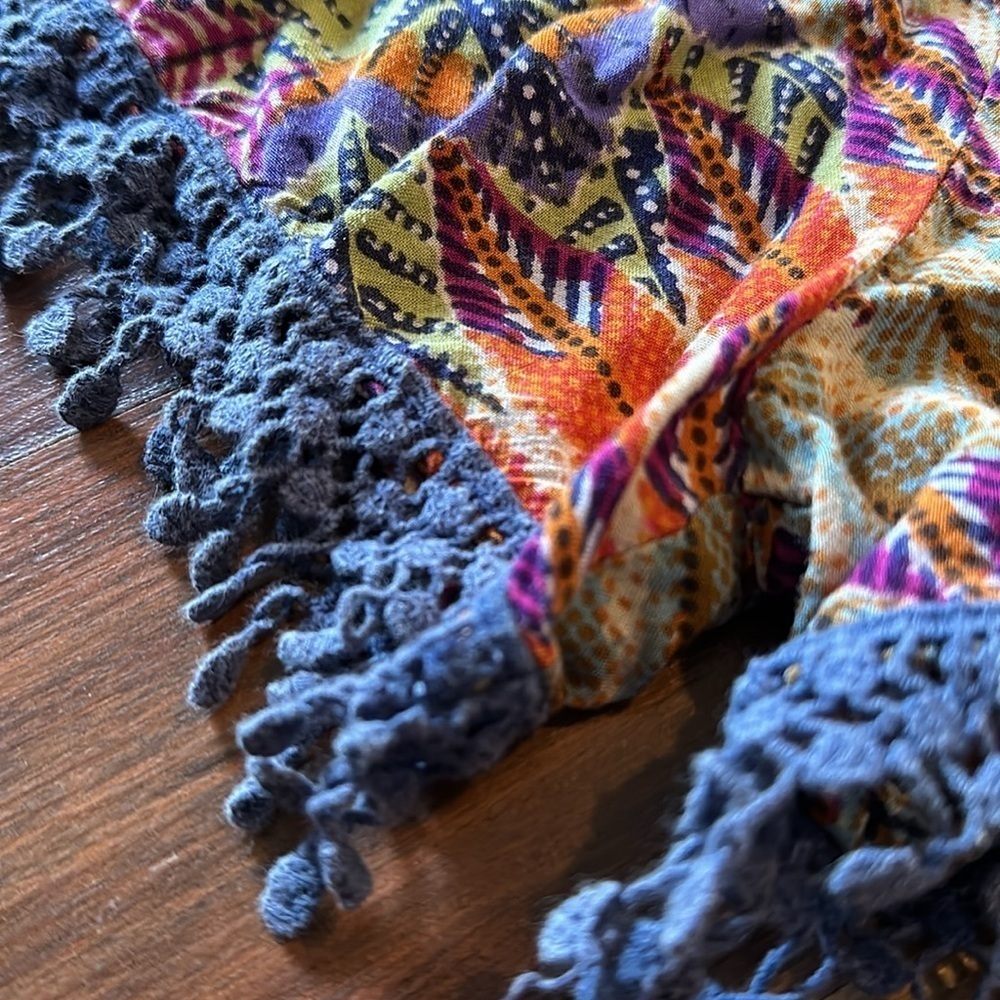 Band of Gypsies high rise shorts size XS multicolor boho fringe elastic waist - Picture 4 of 7